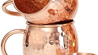 Set of 2 Moscow Mule Copper Mugs with Shot Glass - 2 16oz...
