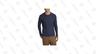 Blue Cable Knit Crewneck Sweater