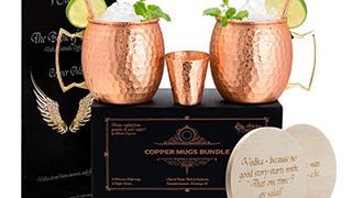Copper Mugs Moscow Mule Set of 2 – 100% Real Pure Hammered...
