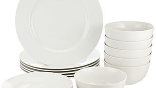 Amazon Basics 18-Piece Kitchen Dinnerware Set, Plates, Dishes,...