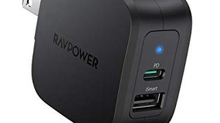 USB C Charger RAVPower 30W 2-Port Fast Charger with 18W...