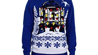 STAR WARS Men's R2D2 Gift Wrap Sweater, Royal,