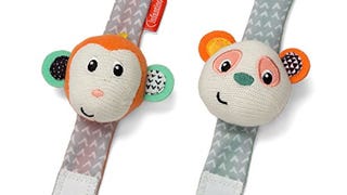 Infantino Baby Wrist Rattles, Monkey and Panda-Themed, 1-...