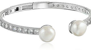 Platinum Plated Sterling Silver Cubic Zirconia Freshwater...