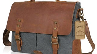 Lifewit Genuine Leather Flap Vintage 15.6 Inch Laptop Canvas...