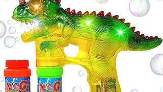 Dinosaur Bubble Gun Light Up Bubbles Shooter, Battery Operated...