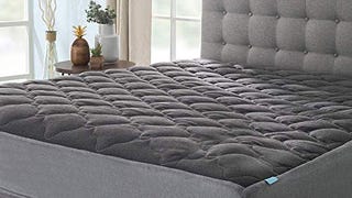 Extra Plush Midnight Grey Mattress Pad with Fitted Skirt...
