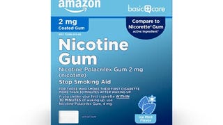 Amazon Basic Care Coated Nicotine Gum 2 mg, Ice Mint Flavor,...