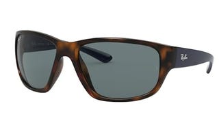 Ray-Ban Rb4300 Square Sunglasses, Havana/Polarized Blue,...