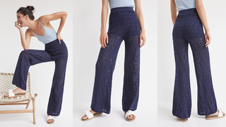 Pointelle Wide-Leg Pants