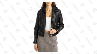 BlankNYC Faux Leather Jacket with Removable Hood