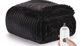 Sunbeam Royal Posh Ribbed Ebony Heated Personal Throw / Blanket,...