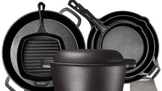 Bruntmor Pre-Seasoned Cast Iron Cookware Set - 8-Piece...