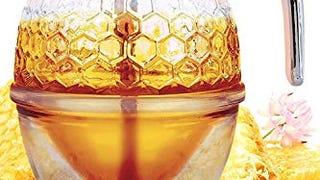 Hunnibi No Drip Glass Honey Dispenser - Beautiful Honeycomb...