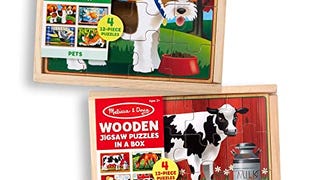 Melissa & Doug Animals 4-in-1 Wooden Jigsaw Puzzles Set...