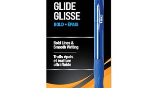 BIC Glide Bold Blue Ballpoint Pens, Bold Point (1.6mm), 12-...