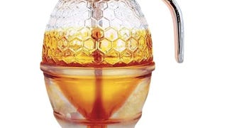 Hunnibi No Drip Glass Honey Dispenser with Stand - Honeycomb...