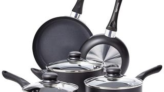 Amazon Basics Non Stick 8-Piece Kitchen Cookware Set, Includes...