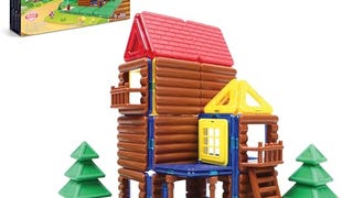 Magformers Log House 87PC Set | Magnetic Tiles Building...