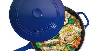 Enameled Cast Iron Skillet Deep Sauté Pan with Lid, 12...