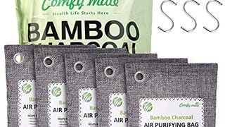 5 Pack Bamboo Charcoal Air Purifying Bags with Hooks,Charcoal...