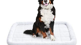 Amazon Basics 35-Inch Padded, Dog & Pet Bolster Bed, White,...