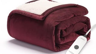 Sunbeam Royal Mink Sherpa Cabernet Heated Personal Throw...