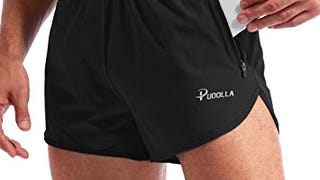 Pudolla Men’s Running Shorts 3 Inch Quick Dry Gym Athletic...