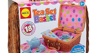 Alex Pretend & Play Tea Time Basket Kids Tea Set, 19...