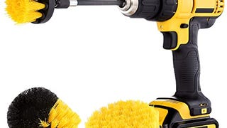 HIWARE Drill Brush Attachment Set, Yellow, Plastic Handle,...