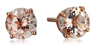 10k Rose Gold Morganite Round Stud Earrings