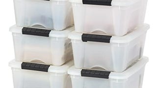 IRIS USA 13 Qt. Stackable Plastic Storage Bins with Lids,...