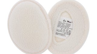 EAR MITTS® Bandless Ear Muffs For Men & Women, White Fleece...