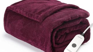 Sunbeam Royal Luxe Cabernet Heated Personal Throw / Blanket,...