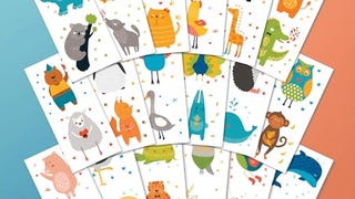 PapaKit Cute Zoo Animals 36 Temporary Fake Tattoo Set, 18...