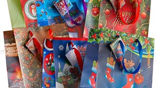 PREXTEX 12 Assorted 13 Inch Christmas Gift Bags: bulk tissue...