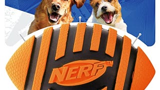 Nerf Dog Rubber Football Dog Toy with Spiral Squeaker,...