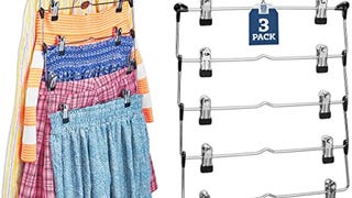 Zober 5-Tier Skirt Hangers with Clips - Metal, Non-Slip...