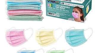 TCP Global Salon World Safety - Kids Face Masks 3-Ply Protective...