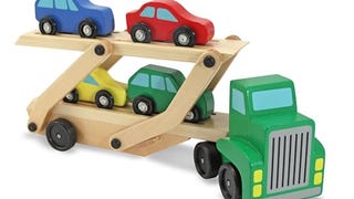 Melissa & Doug Car Carrier Truck and Cars Wooden Toy Set...