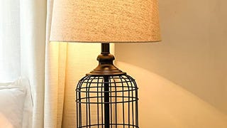 CO-Z Modern Black Birdcage Base Table Lamp, Industrial...