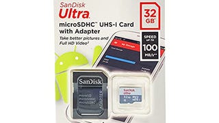 SanDisk Ultra 32GB microSDHC UHS-I Card with Adapter, Silver,...