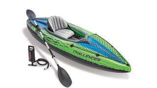 Intex Challenger K1 Inflatable Single Person Kayak Set...