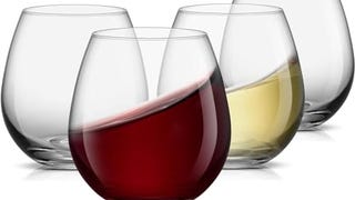 JoyJolt Spirits Stemless Wine Glasses for Red or White...