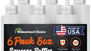 8 OZ Plastic Squeeze Bottles for Sauces - 6 Pack Condiment...