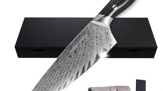 Master Maison 8" Damascus Steel Chef Knife: Full-Tang Black...