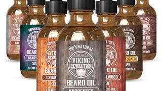 Viking Revolution Unscented Beard Oil for Men - Natural...