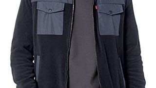 Levi's Men's Hooded Mixed Media Fleece Jacket, Navy,...