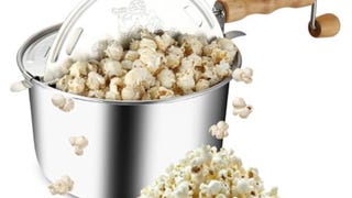 Stovetop Popcorn Maker - 6-Quart Aluminum Popcorn Popper...