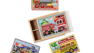 Melissa & Doug Vehicles 4-in-1 Wooden Jigsaw Puzzles in...